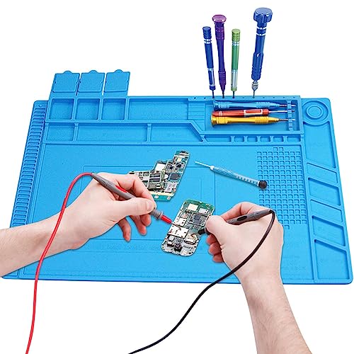 COOBAA Silikon-Lötmatte | Reparatur-Wartungspad, antistatisch, elektronische Arbeitsmatte, 45 x 30 cm, hitzebeständige Arbeitsmatte mit Skalenlineal für Elektronik-Reparatur von COOBAA