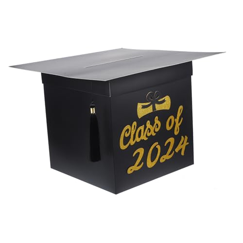 COOLHIYA Kasten Abschlussnachrichtenfeld evengers event Geschenkbox für die Abschlussfeier Kartenbox „Klasse 2024“. Grad Boxen Schachteln mit Abschlusskappen Abiturmütze von COOLHIYA
