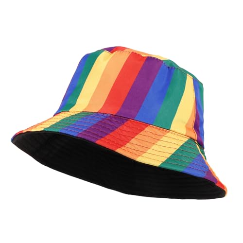 COOLHIYA Regenbogen Eimerhut Modischer Eimerhut Eimerhut Für Damen Und Herren Lgbt Stolz Eimerhut Sonne Strand Fischermütze Sommerreisekappe Eimerhüte Aus Stoff von COOLHIYA