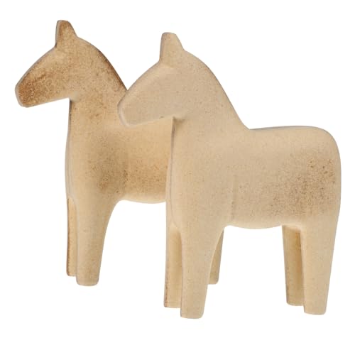 2St Pferdestatue partydekorationen dekoring decor Pferdeform ziernieten Pferdeaufkleber stickig Rodeo Hobbypferd Unvollendete DIY-Pferdefigur aus Holz DIY Holzpferde hölzern COOPHYA von COOPHYA