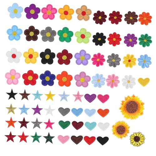 71 Stück Sonnenblumen-Stickpatch Aufnäher nähen Kleidungsflicken Applikationen zit Bügelbilder für Kleidung DIY Kleidung Reparatur Patches Hutflecken Patches reparieren Stickgarn COOPHYA von COOPHYA