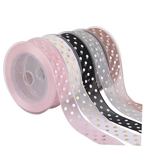 COOPHYA 1 Rolle Gepunktete Verpackungsbänder Weißes Glitzerband Geschenkverpackungsband Diy Bastelband Transparentes Band Spitzenbänder Kranzdekorationsband Verdrahtetes Tüllband von COOPHYA