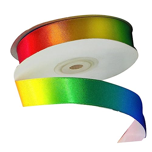 COOPHYA 1 Rolle Polyesterband Für Kleidung Regenbogenbanddekoration Schleife Verpackungsband Sternenband Farbverlaufsband Basteln Weihnachtssatinband Gurtband Regenbogenbaumbänder Colorful von COOPHYA