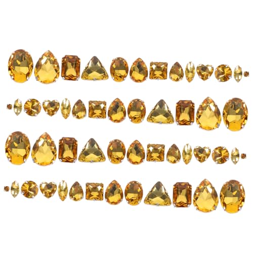 COOPHYA 1 Unregelmäßiger Diamant Aus Glaskristall, Aufgenähter Diamant, DIY Kleidung, Hochzeitskleid, Handgefertigter Dekorativer Diamant (Gold, 50 Stück/Packung), DIY Zubehör, Kleidung, von COOPHYA