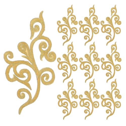 COOPHYA 10 Stück Goldfolien-blumenaufkleber Und Gestickte Applikationsflicken, Ideal Für Die Verzierung Von Hochzeitskleidern, Scrapbooking Und Diy-bastelprojekte von COOPHYA