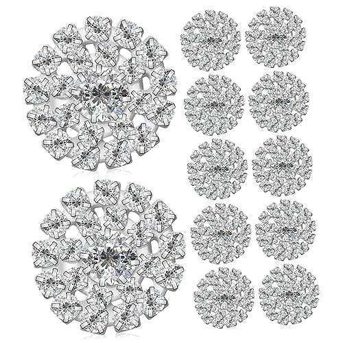 COOPHYA 12 Stück Strass Schnalle Strass Haarpolsterknöpfe Strass Applikation Strass Knopf Verzierung Strass Knöpfe Braut Haar Accessoires Verzierungen Aus Metall von COOPHYA