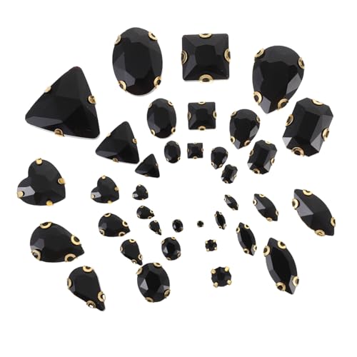 COOPHYA 130St dekorativer Strass Edelsteine ​​basteln Strassbesatz Strassband schmucksteine gems kleider bastelset glitzernde kleine Strasssteine Kleidungszubehör selber machen Glas Black von COOPHYA