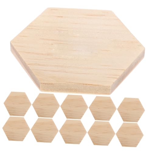 COOPHYA 25St sechseckige Holzspäne Faltbarer Reflektor Sechseck Holzscheiben DIY Holz Dekoration unvollendete Sechseckformen zum Basteln Sechseckformen aus Holz zum Bemalen Khaki von COOPHYA