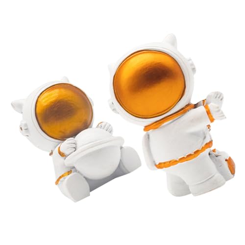 COOPHYA 2st Raumfahrer-skulptur Astronaut Cupcake Topper Schreibtisch-dekor Squiz-spielzeug Astronautenspielzeug -gastgeschenke Weltraumparty Cars Spielzeug Äußere Vorgeben Harz Beweglich von COOPHYA