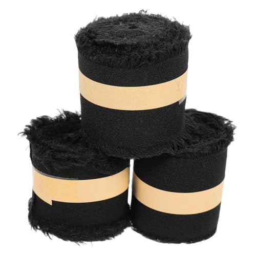 COOPHYA 3 Rollen Chiffon-Gürtel mit ungesäumten Kanten DIY-Bänder dekorative Bänder Schleife sommerdekorationen abschlussfeier Haarklammerband Zierbänder für Blumensträuße Polyester Black von COOPHYA