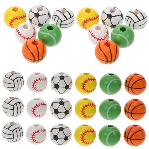 COOPHYA 30St Fußball-Holzperlen Perlen-Kit Fußball aus weichem Schaumstoff Spiele Bälle für Hunde schmuckherstellung bastelmaterial charms anhänger Sportperlen Holzschmuck lose Perlen von COOPHYA