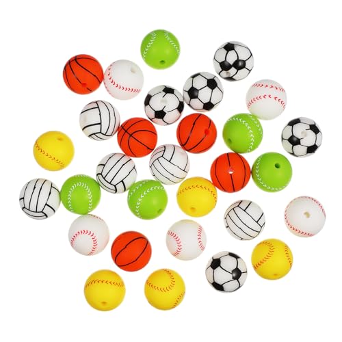 COOPHYA 30St Silikonarmband Sportarmband Schmuckspacer Beads für Schmuckbasteln Baseballperlen Perlenkette Makramee-Perlen Edelsteinperlen lose Perle Abstandsperlen Fokalperlen Kieselgel von COOPHYA