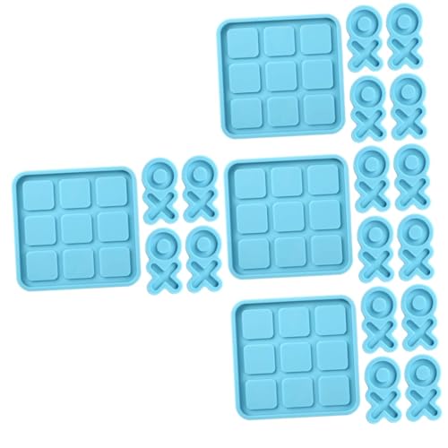 COOPHYA 4 Sätze Xo-board-form Silikonformen Spiel Quadratische Form Für Mousse Formen Selber Machen Würfel Epoxid-gießform Schach Untersetzer Formen Runde Hausform Sky-blue Kieselgel von COOPHYA