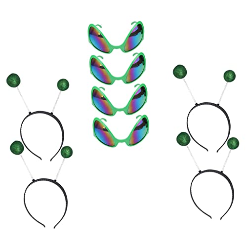 COOPHYA 4 Sets Brillen-Stirnband-Set Festival-Kopfschmuck Party Feier Brillen Alien-Kostüm-Requisiten Kostüm-Brille Dekorative Brillen Alien-Motto-Party Weltraum-Anzug von COOPHYA