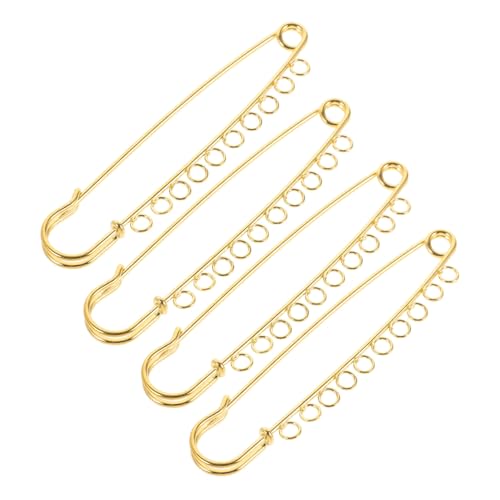 COOPHYA 4 Stück Große Nadel Perlennadel Kleine Sicherheitsnadeln Kilt Stift Halstuchclip Sperren Mode Für Übergroße Sicherheitsnadeln Knopfloch Drücken Korkplatte Verschlüsse Golden Metall von COOPHYA