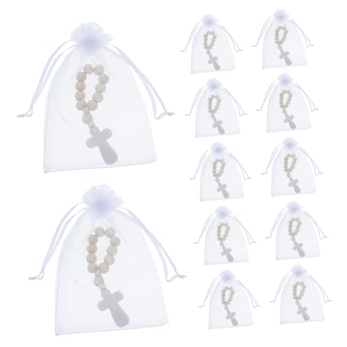 COOPHYA 40 Sets Segensperlen Set Taufgeschenke Baby Taufkreuz Armband Kreuzgeschenke Tauf Geschenktüten Rosenkranzgeschenke Rosenkränze In Großpackung Babys Erster Rosenkranz Jungen von COOPHYA