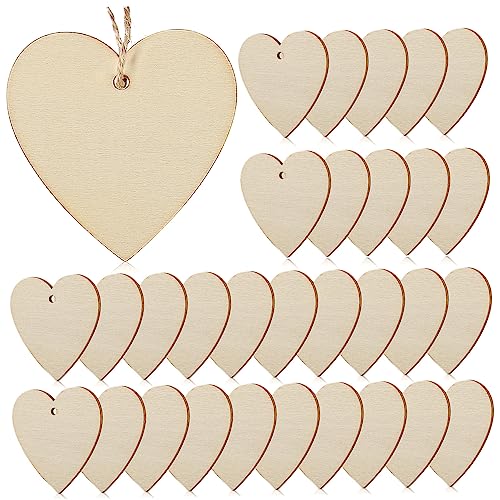 COOPHYA 50 Stück Holzspäne Valentinstag Herzausschnitt herzförmige DIY-Herzscheiben Herzen weihnschtsbaum weihnachrsbaum bemalbares Holzhandwerk Holzausschnitte zum Basteln von COOPHYA