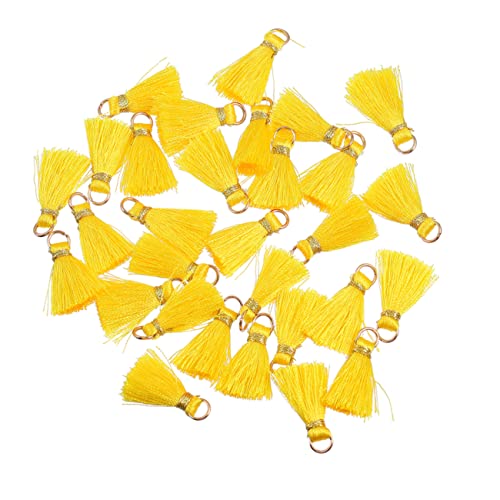 COOPHYA 50 Stück Quaste Anhänger Kleine Seidenquasten Bastelquasten Selber Machen Klobige Lesezeichenquasten Quastengirlande Tonperlen-armband-set Lesezeichen Quasten Bausatz Yellow Rayon von COOPHYA