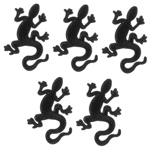 COOPHYA 5St Gecko-Stoffaufnäher Geckos-Garage Axolotl Eidechsenspielzeug Haustier Huthaken für die Wand wandaufkleber tapetenablöser zarte Kleiderflicken austauschbare Eisenflecken Black von COOPHYA