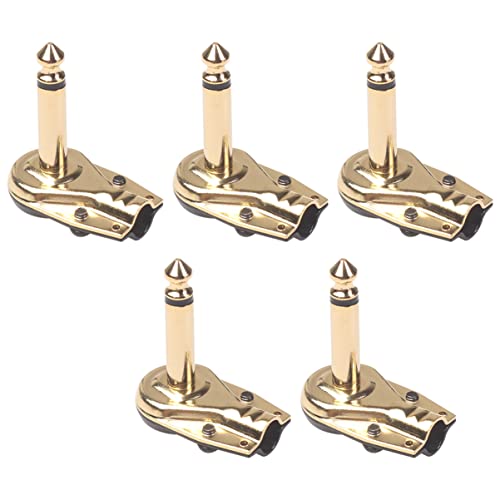 COOPHYA 5St Koppler für Gitarren-Effektpedale Lautsprecherkabel-Adapteranschluss Gitarrenpedalkabel Mikrofonbuchse rechtwinkliger gitarrenkabeladapter 6,35-mm-Effektpedalanschluss Golden von COOPHYA