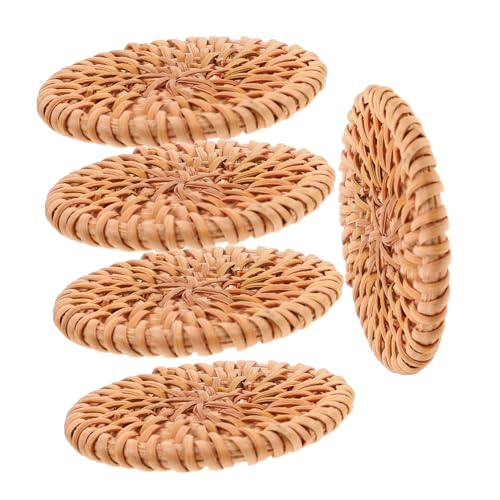 COOPHYA 5st Rundes Kuchenzubehör Aus Rattan Bausatz Für Armbänder Aus Tonperlen Rattan-scheibenohrringe Schmuck Kette Rattananhänger, Die Ringe Verbinden Creolen Bausätze Light Brown von COOPHYA