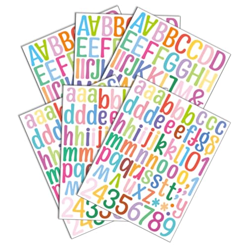 COOPHYA 6 Blätter Alphanumerische Aufkleber Abs Zahlenaufkleber Briefe Logo-Aufkleber für Unternehmen digitale Aufkleber selbstklebender Aufkleber Buchstaben-Wandaufkleber Vinyl Colorful von COOPHYA