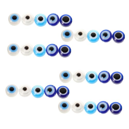 COOPHYA 60st Türkischer Augenschmuck Augenglasperlen Diy Handgemachte Perle Evil Eye Anhänger Runde Charm-abstandsperlen Mit Bösen Augen Ohrringe Mit Bösem Blick Böses Auge Glasperle Acryl von COOPHYA