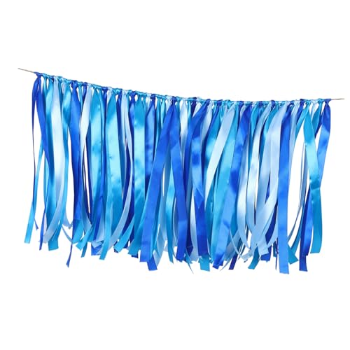 COOPHYA Bandstickerei Lametta Party Hochzeit Dekorationen Geburtstag seidenband ribbon holiday decor wedding decor Quastengirlandenhintergrund hängende Bandquastengirlande Schleife Blue von COOPHYA