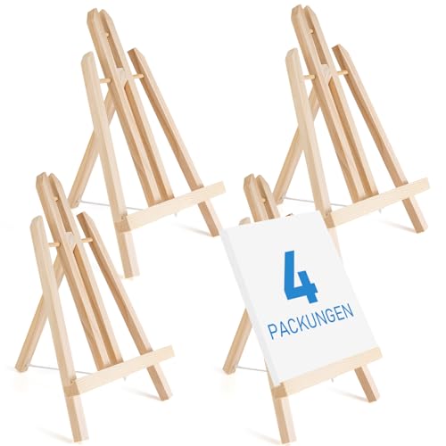 COOZEE 4 Stück Tischstaffelei 30cm Holz, Klappbar Display Staffelei, Deko-Ständer, Bilderhalter, Sitzstaffelei von COOZEE