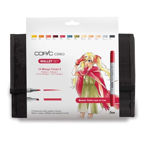 COPIC Ciao Marker 12er Manga Set "Schuluniformen" im Wallet, Allround-Layoutmarker mit einer mittelbreiten und einer Brush-Spitze von Copic