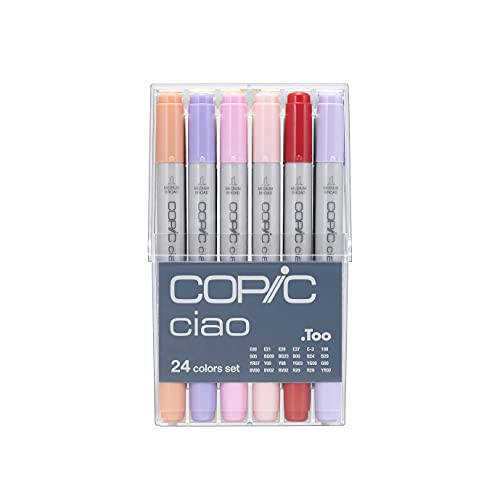 COPIC Ciao Set, 24er Set im Acryl-Display, Twin Marker mit einer mittelbreiten und einer Brush-Spitze von Copic