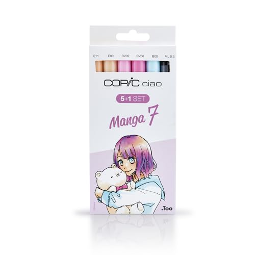 COPIC Ciao Marker 5+1 Set "Manga 7", 5 Allround-Layoutmarker mit einer mittelbreiten und einer Brush-Spitze, inkl. 1 Multiliner 0,3 mm von Copic