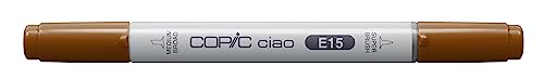 COPIC Ciao Marker Typ E - 15, Dark Suntan, vielseitiger Layoutmarker, mit einer mittelbreiten und einer Brush-Spitze von Copic
