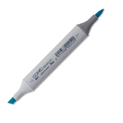 COPIC Sketch Marker Typ B - 01, Mint Blue, professioneller Pinselmarker, mit einer Super-Brush-Spitze und einer Medium-Broad-Spitze von Copic