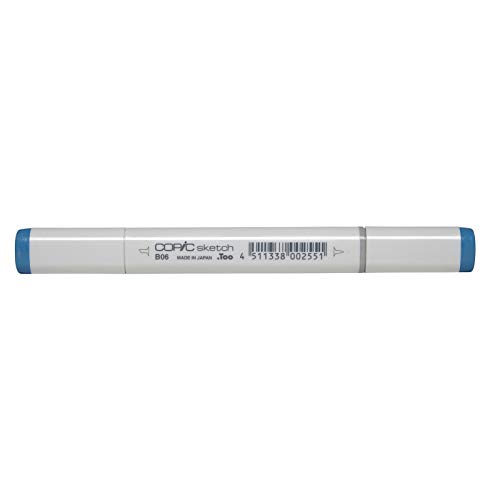 COPIC Sketch Marker Typ B - 06, Peacock Blue, professioneller Pinselmarker, mit einer Super-Brush-Spitze und einer Medium-Broad-Spitze von Copic