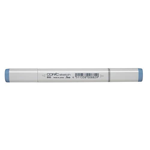 COPIC Sketch Marker Typ B - 95, Light Grayish Cobalt, professioneller Pinselmarker, mit einer Super-Brush-Spitze und einer Medium-Broad-Spitze von Copic