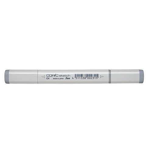 COPIC Sketch Marker Typ C - 4, cool gray No. 4, professioneller Pinselmarker, mit einer Super-Brush-Spitze und einer Medium-Broad-Spitze von Copic