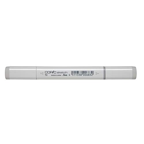 COPIC Sketch Marker Typ T - 2, toner gray No. 2, professioneller Pinselmarker, mit einer Super-Brush-Spitze und einer Medium-Broad-Spitze von Copic