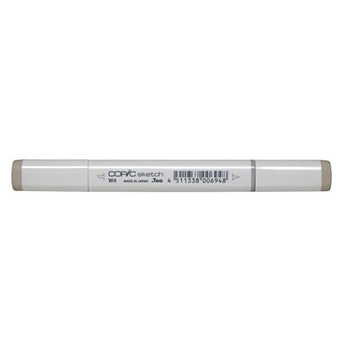 COPIC Sketch Marker Typ W - 4, warm gray No. 4, professioneller Pinselmarker, mit einer Super-Brush-Spitze und einer Medium-Broad-Spitze von Copic