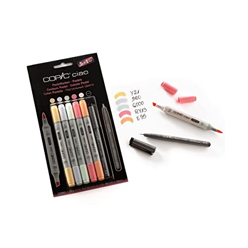 COPIC ciao Marker Stifte Pastelltönen 5ÂStück plus Copic Multiliner von Copic