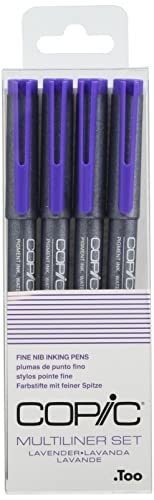 COPIC Multiliner Set, Lavender, 4 Fineliner in verschiedenen Strichstärken, Zeichen Stifte mit einer feinen Spitze und wasserbeständiger Pigmenttinte von Copic