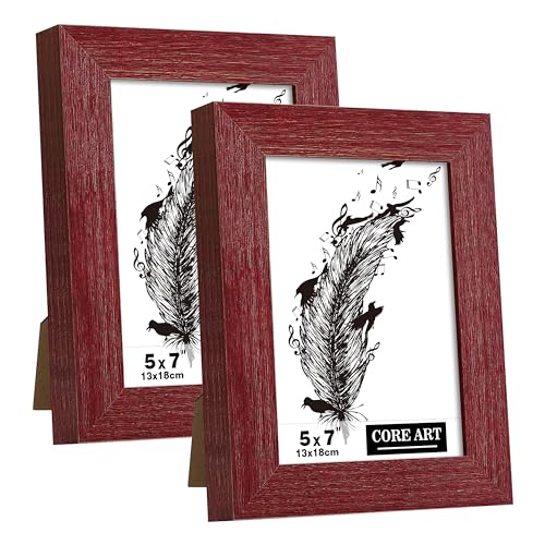 CORE ART Bilderrahmen, handgefertigt, Holz, rustikal, rot, 2er-Set, High-Definition, halbgehärtetes Glas, Wand- oder Tischdisplay von CORE ART