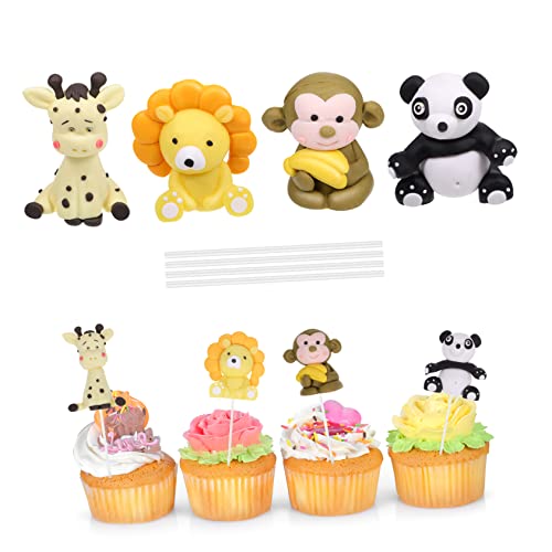 4 Stück Kucheneinsatz Kuh-cupcake-topper Dschungelthema Cupcake Topper Zum Geburtstag Cupcake-dekoration Affen-kuchenspießer Kuchenpicks Mit Dschungeltieren Cupcake-verzierung Pvc CORHAD von CORHAD