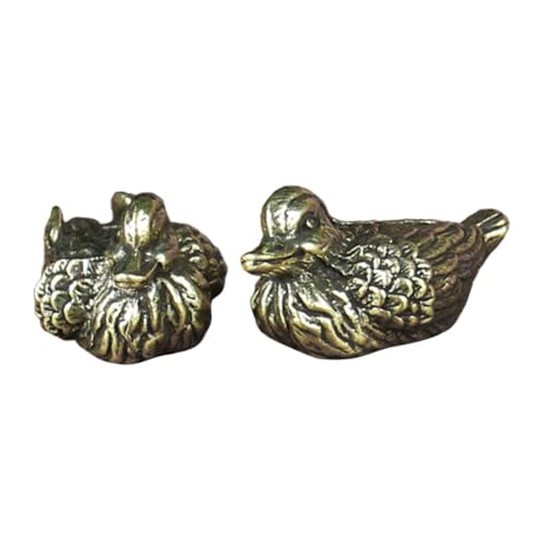 CORHAD 1 Paar Yuanyang-Bronzeware Tee Haustier Decora Teetisch Dekor dekorative zã¤UNE ziernieten Tierstatuen-Dekor Bastelfigur aus Messing Kupfermandarine Kupferdekor antike Mandarine von CORHAD