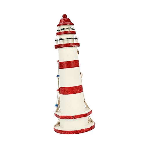 CORHAD 1 STK Leuchtturm -dekor Bling Dekor Rote Verzierungen Outdoor-dekor Tischdekoration Schmuck Im Mediterranen Stil Miniaturen Errötendes Dekor Skulpturen Wohnkultur Kiefernholz von CORHAD