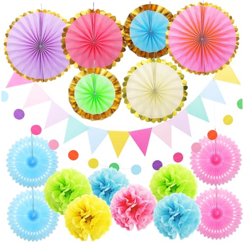 CORHAD 1 Satz Blumenball-Papierfächerpaket Pom-Pom-Banner Gewebeblumendekorationen Klassenzimmerdekoration Dekorationsset Partydekorationen aus Papier Pompon-Dekorationen aus Papier von CORHAD