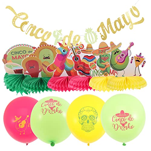 CORHAD 1 Satz Requisiten Taco-Party-Ornamente Mexikanisches Dekor Cinco De Mayo Tischdekoration Party-dekorations-Requisiten Mexikanisches Fiesta-Banner Mexikanische Ballons Papier von CORHAD