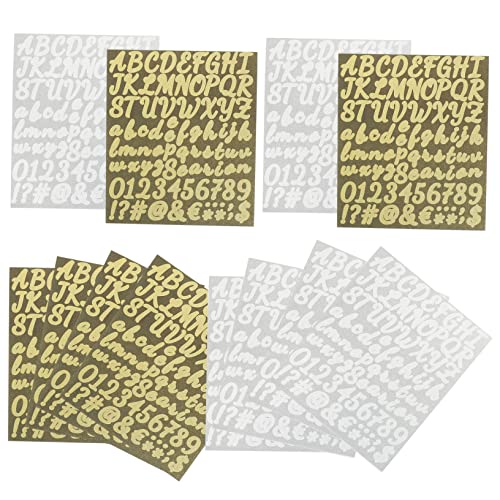 CORHAD 10 Blätter -Buchstaben-Aufkleber Selbstklebende Aufkleber Alphabet-Aufkleber Tür Brief Vinyl Sticker Vinyl Aufkleber Golddekor Vinyl-Aufkleber Buchstaben-Zahlen-Aufkleber von CORHAD