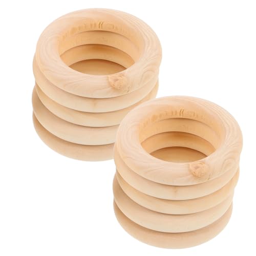 CORHAD 10 Stück Natürliche Holzringe, Unlackiert, Glatt, Makramee-holzring, Holzkreise Für DIY Handwerk, Ringanhänger Und Verbinder, Schmuckherstellung, 4 Cm von CORHAD