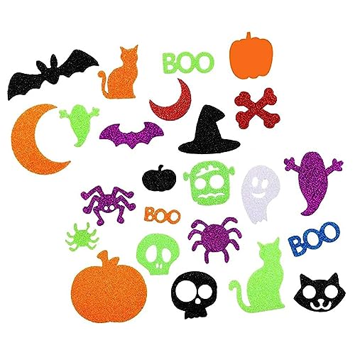 CORHAD 100 Stück Halloween Glitzerschaum Bastelaufkleber Halloween Bastelaufkleber Glitzeraufkleber Halloween Schaumaufkleber Kürbisaufkleber Halloween Partygeschenke Halloween von CORHAD